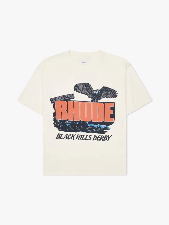 Men Rhude Tees BLACK HILLS RALLY TEE Vtg White