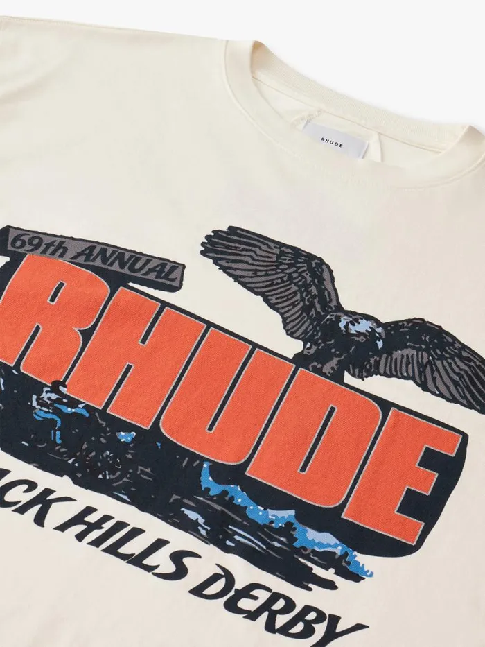 Men Rhude Tees BLACK HILLS RALLY TEE Vtg White