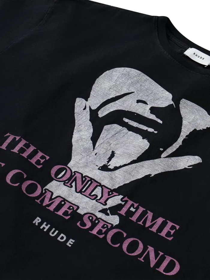 Men Rhude Tees COME SECOND TEE Vtg Black