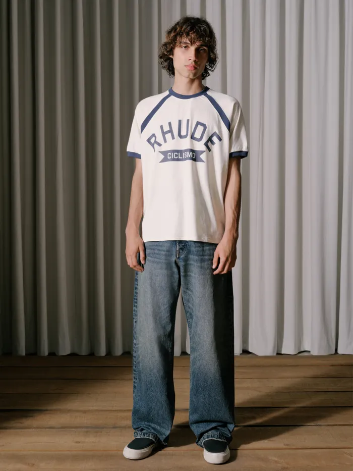 Men Rhude Tees CYCLIN RAGLAN TEE Vtg Offwhite Vtg blue Men Rhude Tees CYCLIN RAGLAN TEE Vtg Offwhite Vtg blue