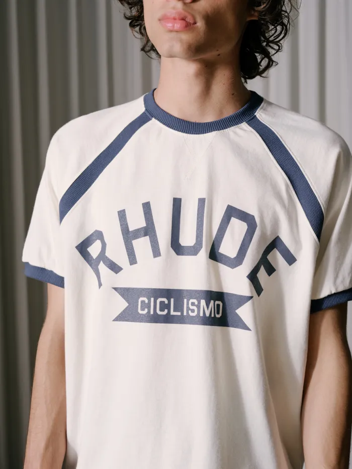 Men Rhude Tees CYCLIN RAGLAN TEE Vtg Offwhite Vtg blue Men Rhude Tees CYCLIN RAGLAN TEE Vtg Offwhite Vtg blue
