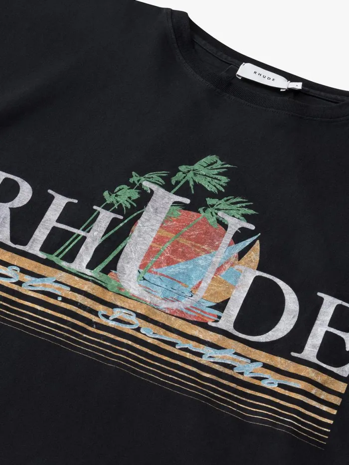 Men Rhude Tees TROPICS TEE Vtg Black