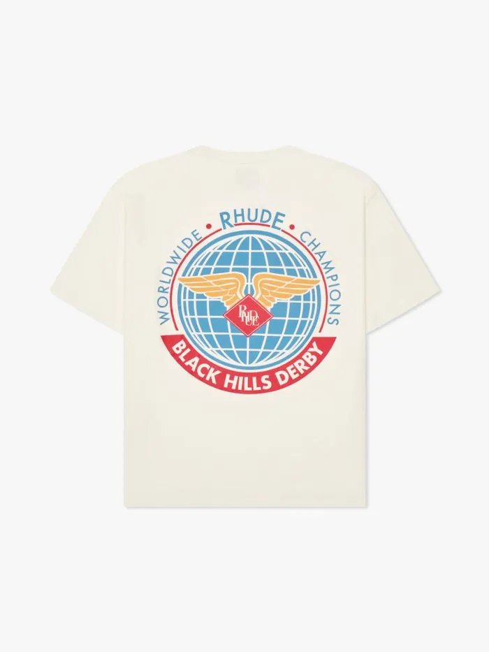 Men Rhude Tees WORLDWIDE TEE Vtg White