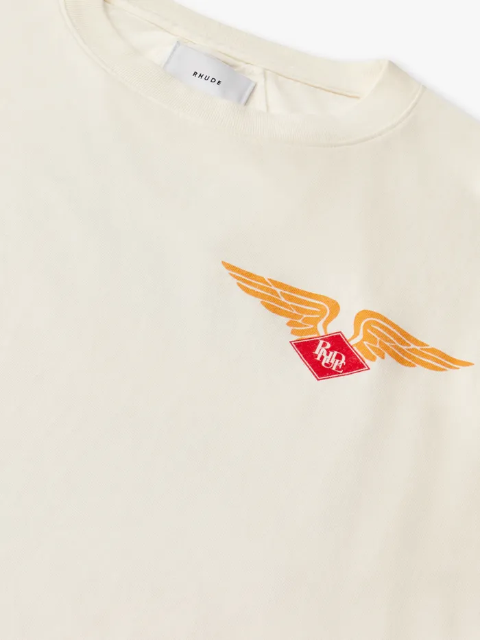 Men Rhude Tees WORLDWIDE TEE Vtg White