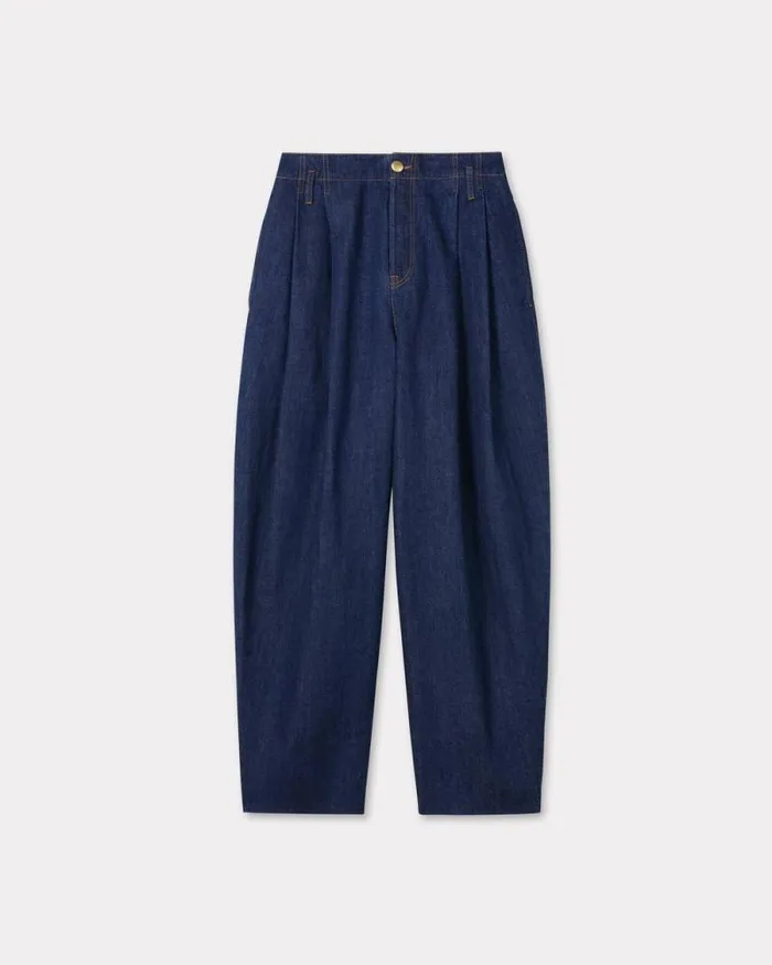 Men School Boy Wide Jeans In Japanese Denim Rinse Blue Denim Kenzo Denim