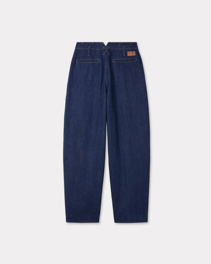 Men School Boy Wide Jeans In Japanese Denim Rinse Blue Denim Kenzo Denim