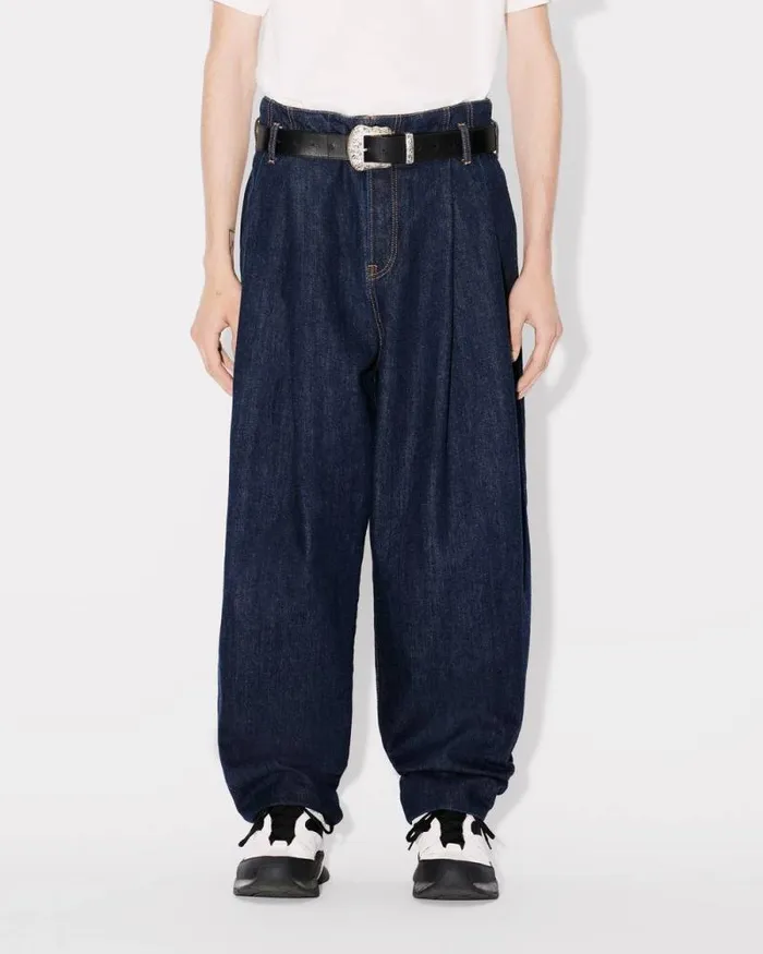 Men School Boy Wide Jeans In Japanese Denim Rinse Blue Denim Kenzo Denim