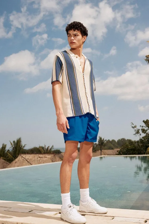 Men Shirts and Polos Cotton On Pablo Short Sleeve Shirt Off White Vert Stripe
