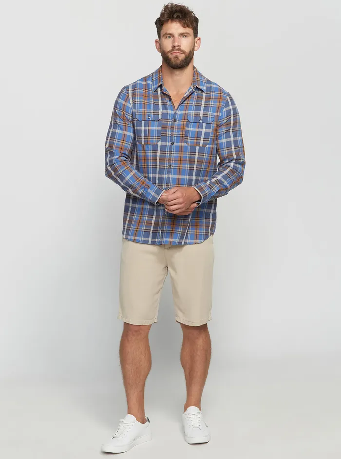 Men Shirts GUESS Mocha Blue Collins Check Shirt Men Shirts GUESS Mocha Blue Collins Check Shirt