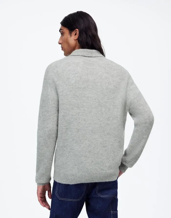 Men Shirts Madewell AlpacaBlend Sweater Polo Shirt Heather Grey