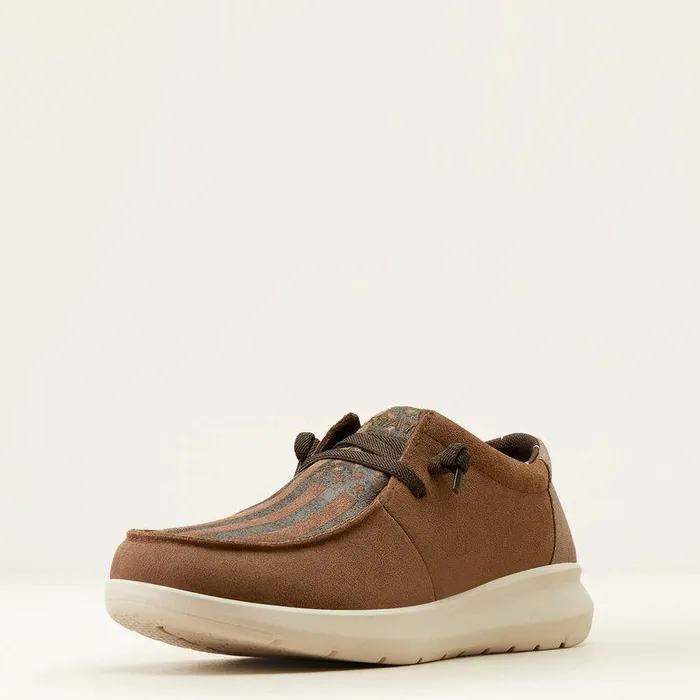 Men Shoes and Sneakers Ariat Hilo Brown Bomber Suedeamerican Flag Print