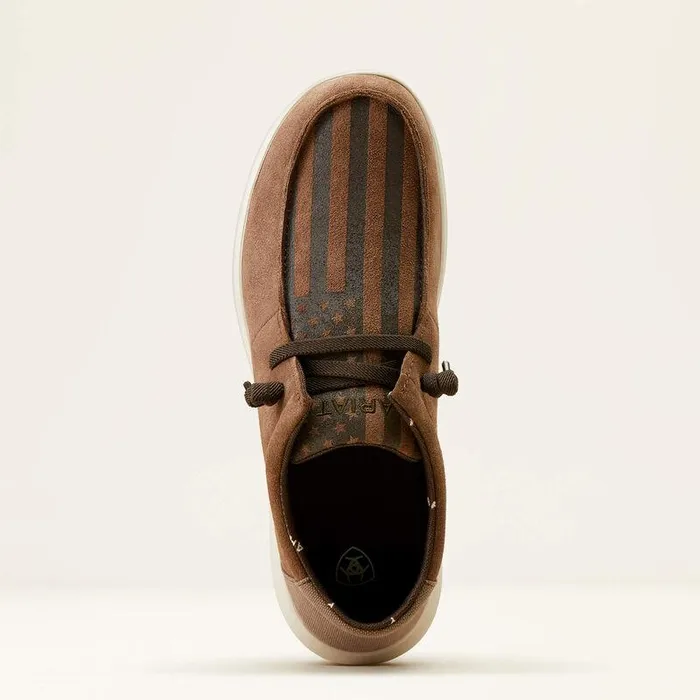 Men Shoes and Sneakers Ariat Hilo Brown Bomber Suedeamerican Flag Print