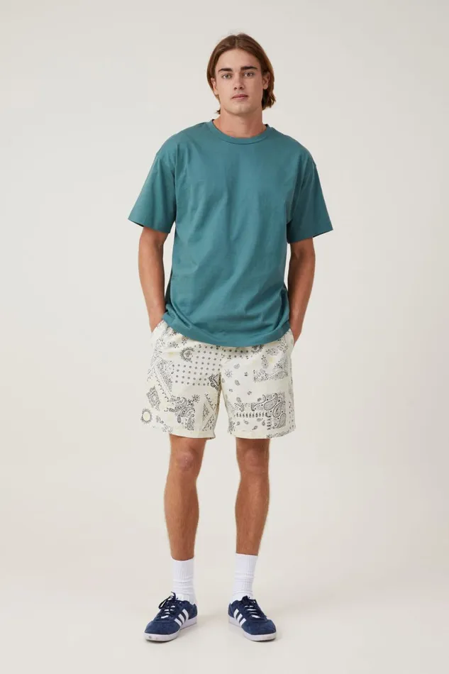 Men Shorts Cotton On Kahuna Short White Lemon Patchwork