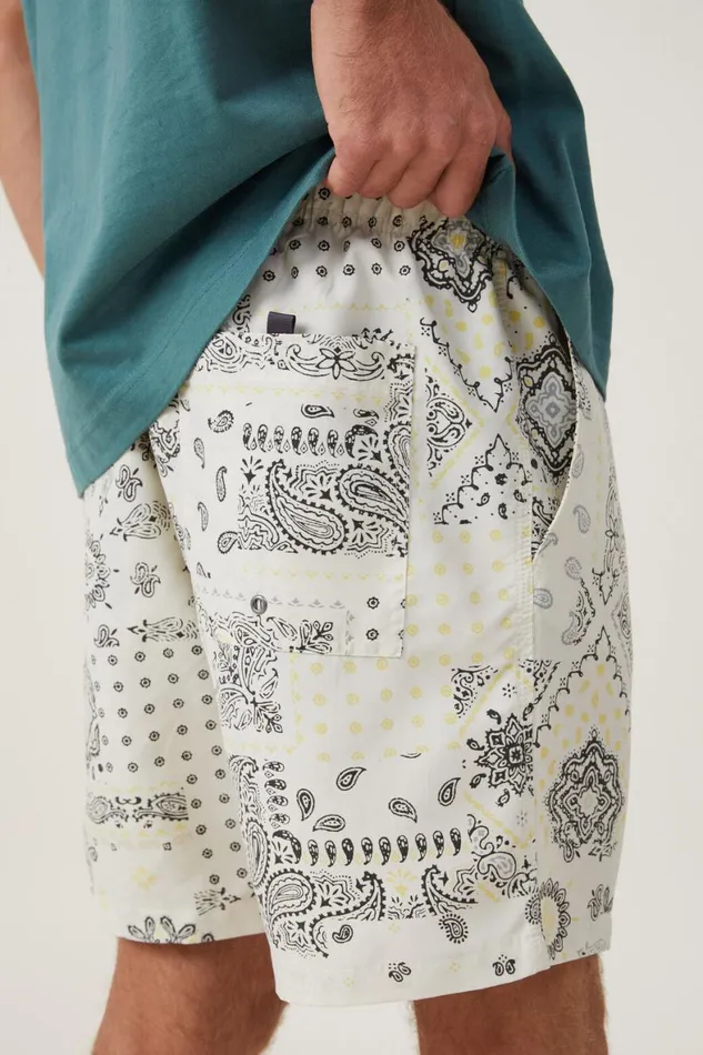Men Shorts Cotton On Kahuna Short White Lemon Patchwork