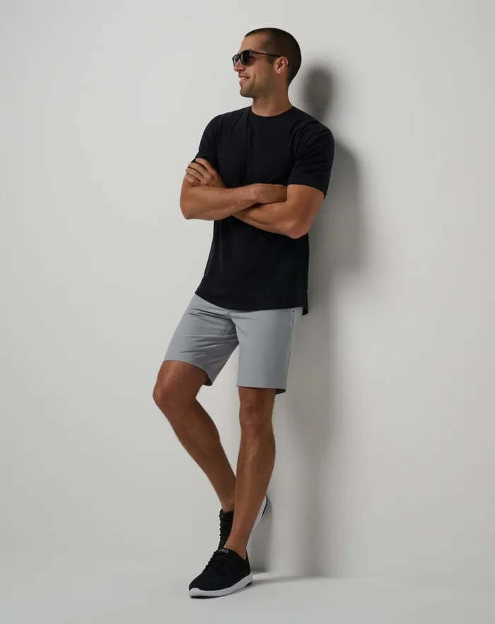 Men Shorts TravisMathew KITE SURFER SHORT 9IN Heather Light Grey Men Shorts TravisMathew KITE SURFER SHORT 9IN Heather Light Grey