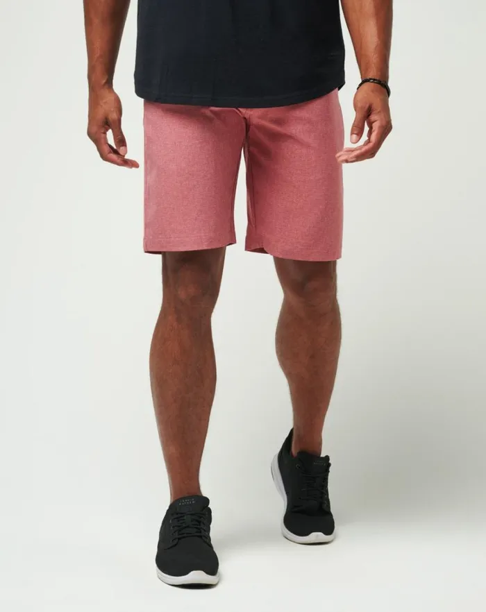 Men Shorts TravisMathew SAND HARBOR SHORT 9IN Heather Garnet Rose