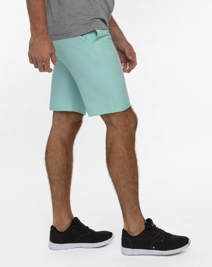 Men Shorts TravisMathew SAND HARBOR SHORT 9IN Heather Turquoise Men Shorts TravisMathew SAND HARBOR SHORT 9IN Heather Turquoise