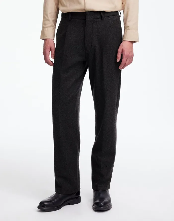 Men Suiting Madewell The Roebling Pleated Trouser In Italian Fabric Hthr Charcoal