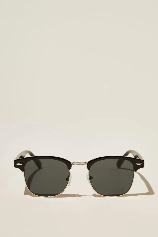 Men Sunglasses Cotton On Leopold Sunglasses Black Silver Smoke