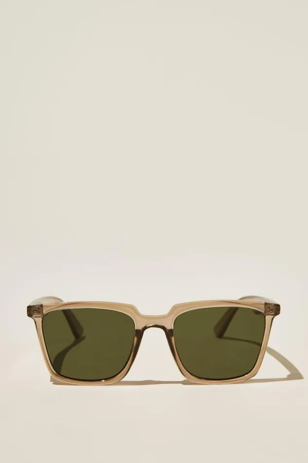 Men Sunglasses Cotton On Newtown Sunglasses Brown Crystal Dark Green