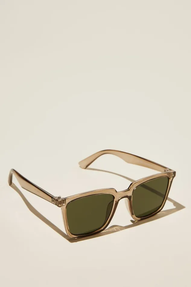 Men Sunglasses Cotton On Newtown Sunglasses Brown Crystal Dark Green