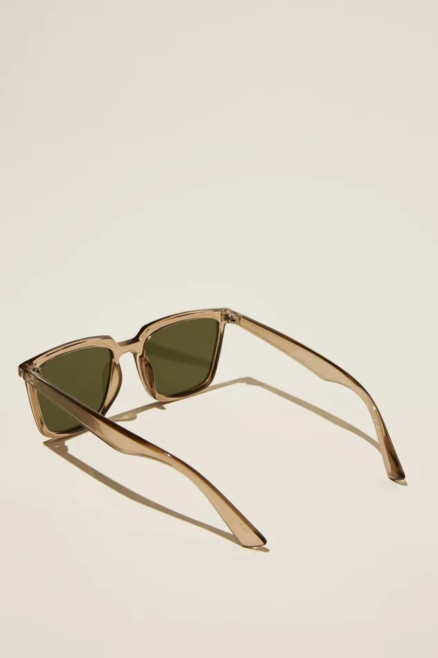 Men Sunglasses Cotton On Newtown Sunglasses Brown Crystal Dark Green