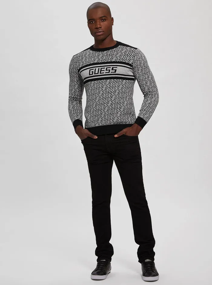 Men Sweaters and Knits GUESS Eco Black Logo Palmer Knit Top