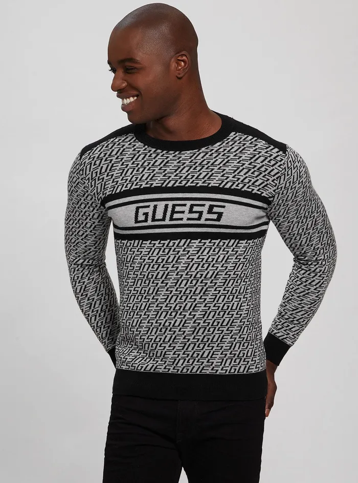 Men Sweaters and Knits GUESS Eco Black Logo Palmer Knit Top