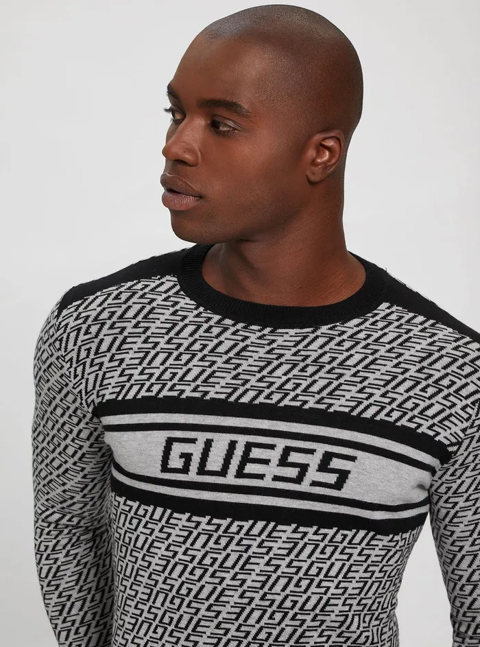 Men Sweaters and Knits GUESS Eco Black Logo Palmer Knit Top
