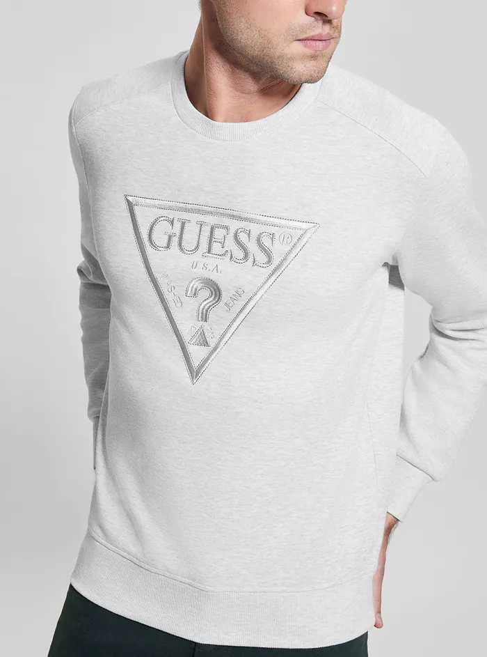 Men Sweaters and Knits GUESS Eco Grey Vil Logo Jumper Men Sweaters and Knits GUESS Eco Grey Vil Logo Jumper