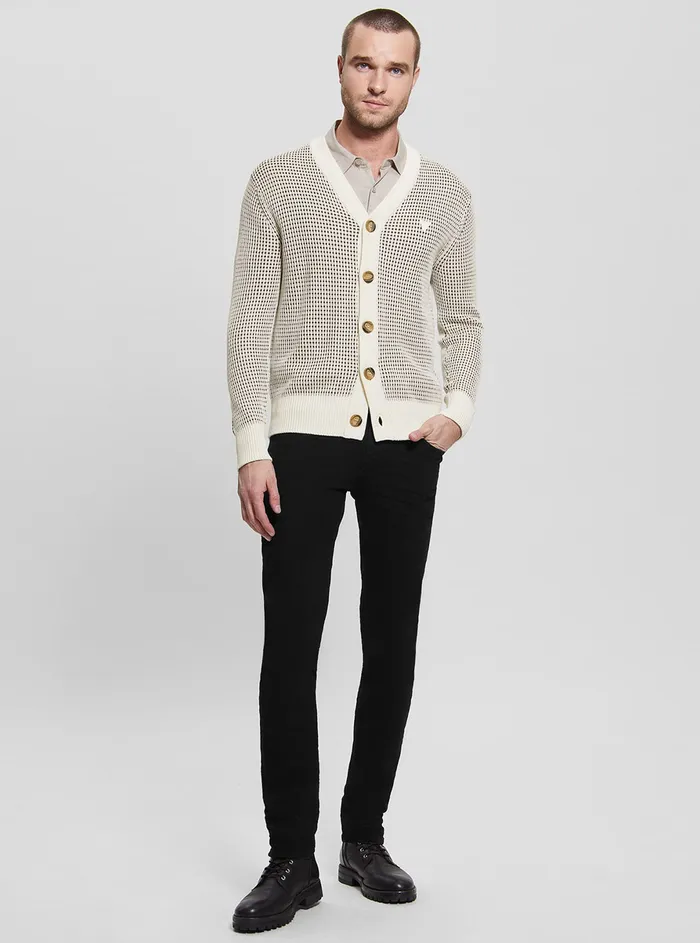 Men Sweaters and Knits GUESS Eco White Multi Tom Cardigan Men Sweaters and Knits GUESS Eco White Multi Tom Cardigan