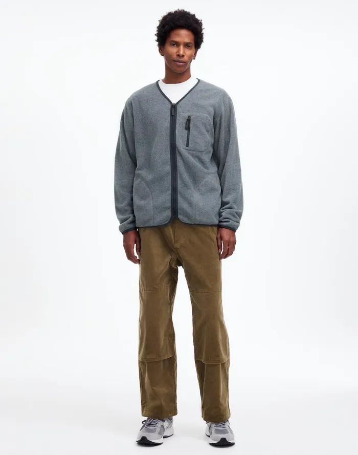 Men Sweaters Madewell Gramicci Fleece Cardigan Heather Charcoal