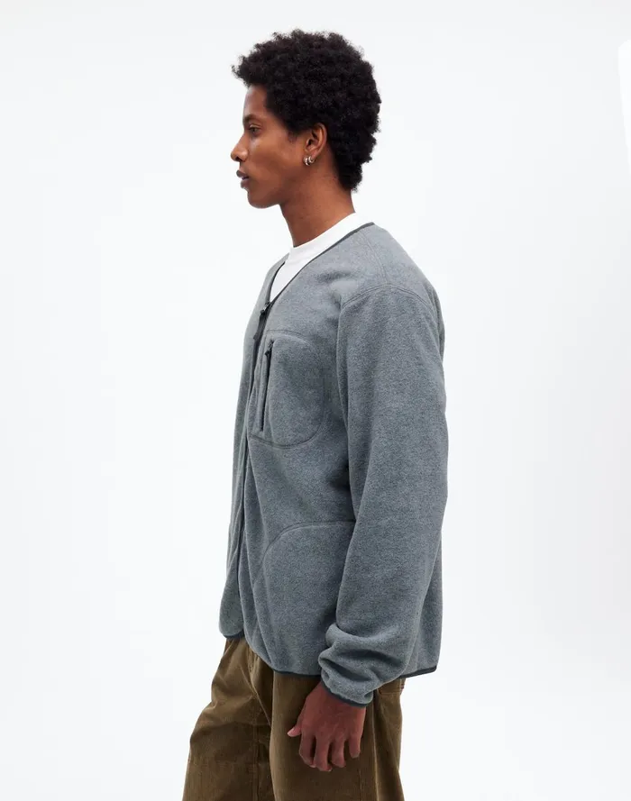 Men Sweaters Madewell Gramicci Fleece Cardigan Heather Charcoal
