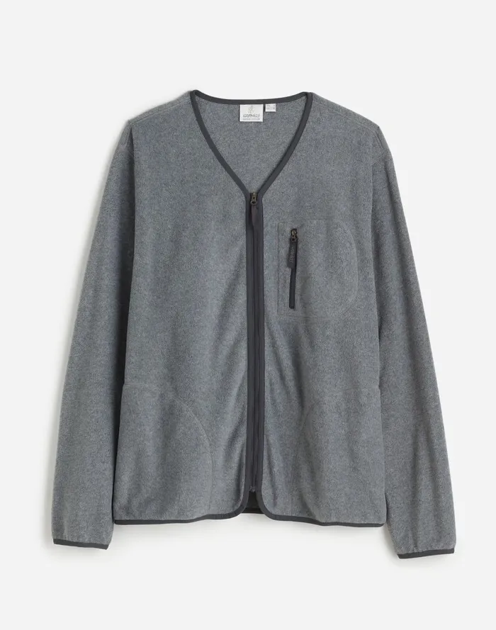 Men Sweaters Madewell Gramicci Fleece Cardigan Heather Charcoal