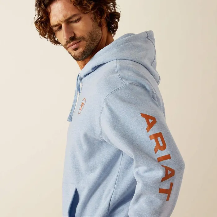 Men Sweatshirts and Hoodies Ariat Ariat Logo Hoodie Light Blue Heather Men Sweatshirts and Hoodies Ariat Ariat Logo Hoodie Light Blue Heather