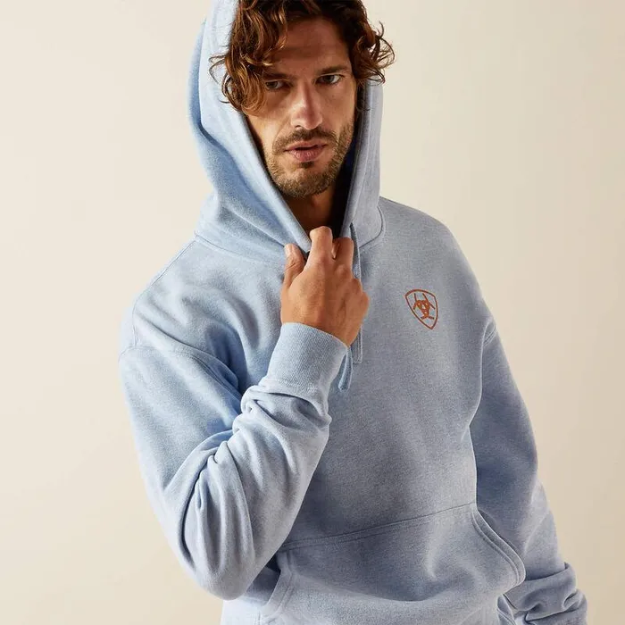 Men Sweatshirts and Hoodies Ariat Ariat Logo Hoodie Light Blue Heather Men Sweatshirts and Hoodies Ariat Ariat Logo Hoodie Light Blue Heather