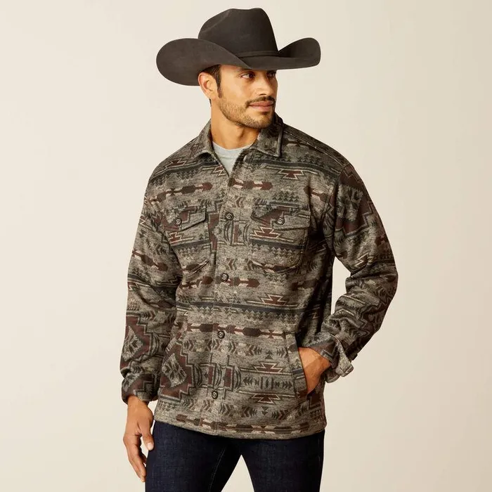 Men Sweatshirts and Hoodies Ariat Caldwell Printed Shirt Jacket Brindle