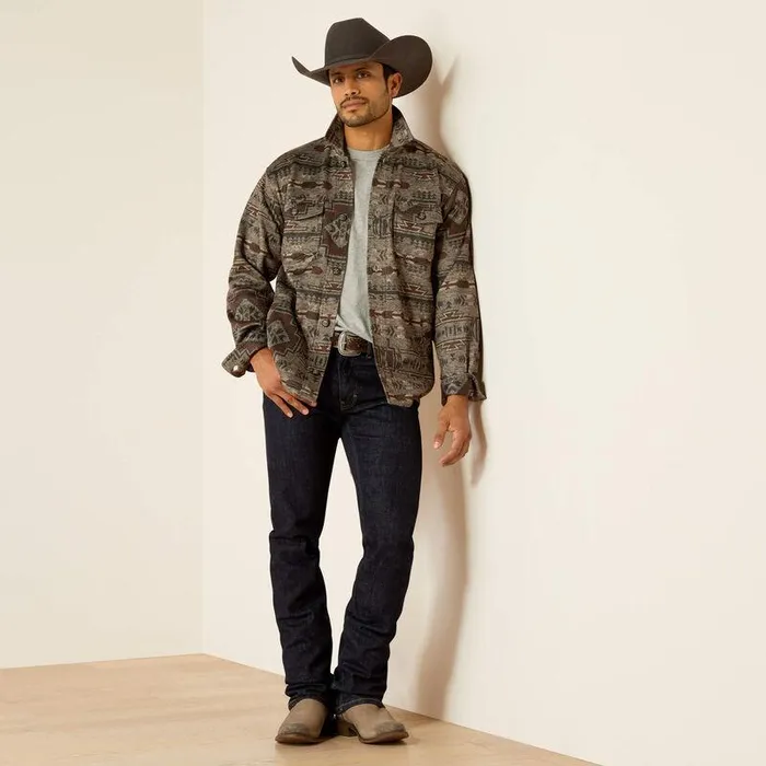 Men Sweatshirts and Hoodies Ariat Caldwell Printed Shirt Jacket Brindle