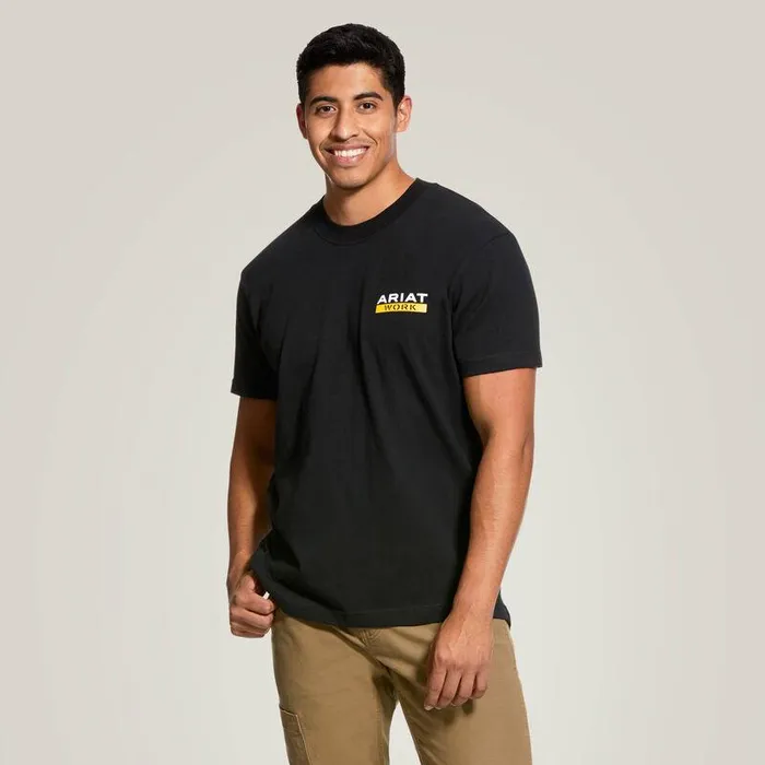 Men TShirts and Polos Ariat Rebar Cotton Strong Roughneck Graphic TShirt Black