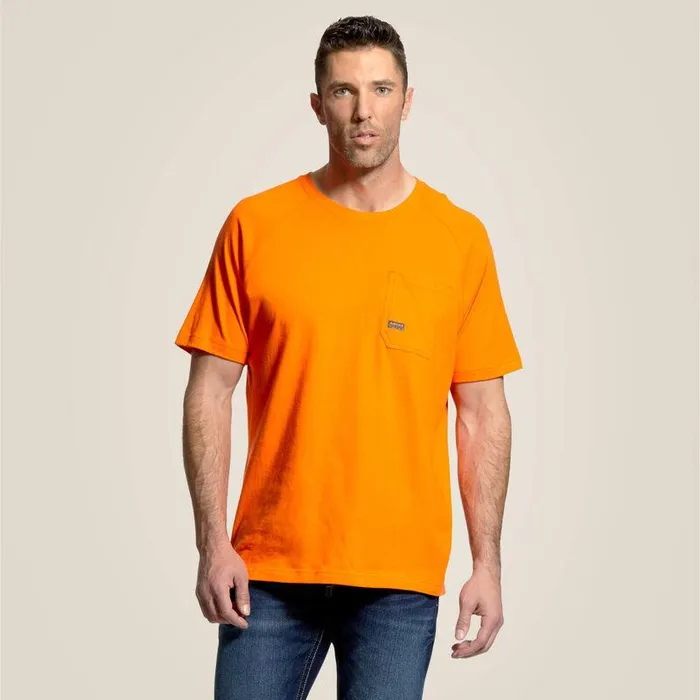 Men TShirts and Polos Ariat Rebar Cotton Strong TShirt Safety Orange