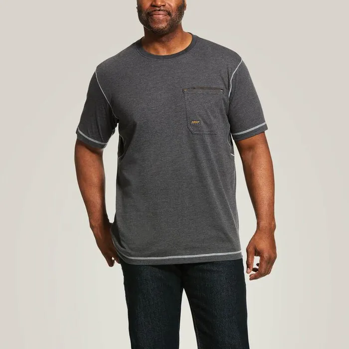 Men TShirts and Polos Ariat Rebar Workman TShirt Charcoal Heather