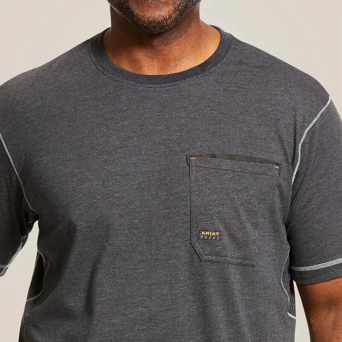 Men TShirts and Polos Ariat Rebar Workman TShirt Charcoal Heather