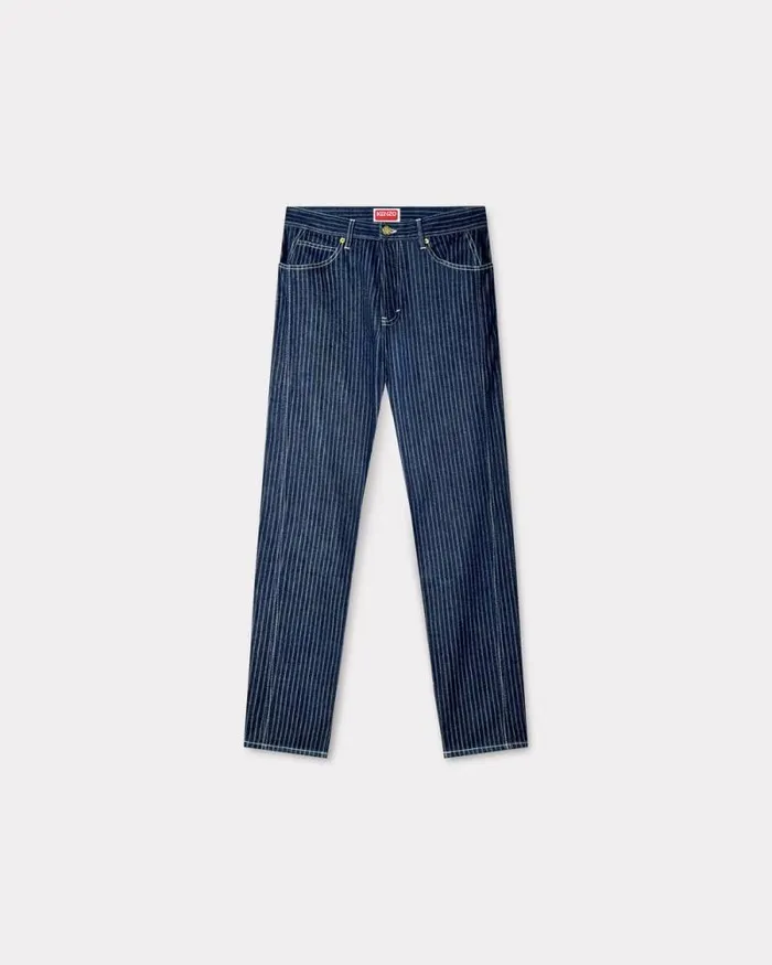 Men Tapered Jeans In Japanese Denim Rinse Blue Denim Kenzo Pants And Shorts