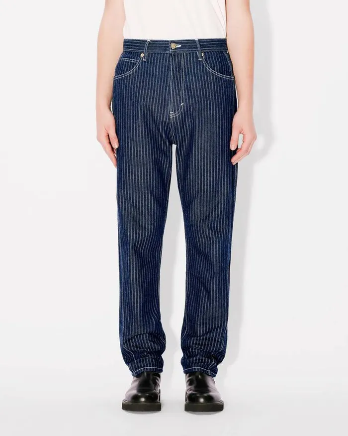 Men Tapered Jeans In Japanese Denim Rinse Blue Denim Kenzo Pants And Shorts