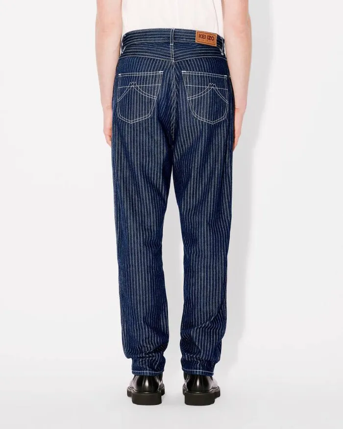 Men Tapered Jeans In Japanese Denim Rinse Blue Denim Kenzo Pants And Shorts