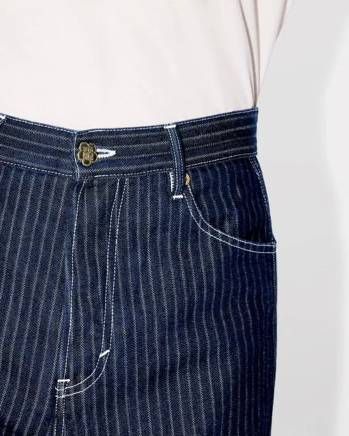 Men Tapered Jeans In Japanese Denim Rinse Blue Denim Kenzo Pants And Shorts