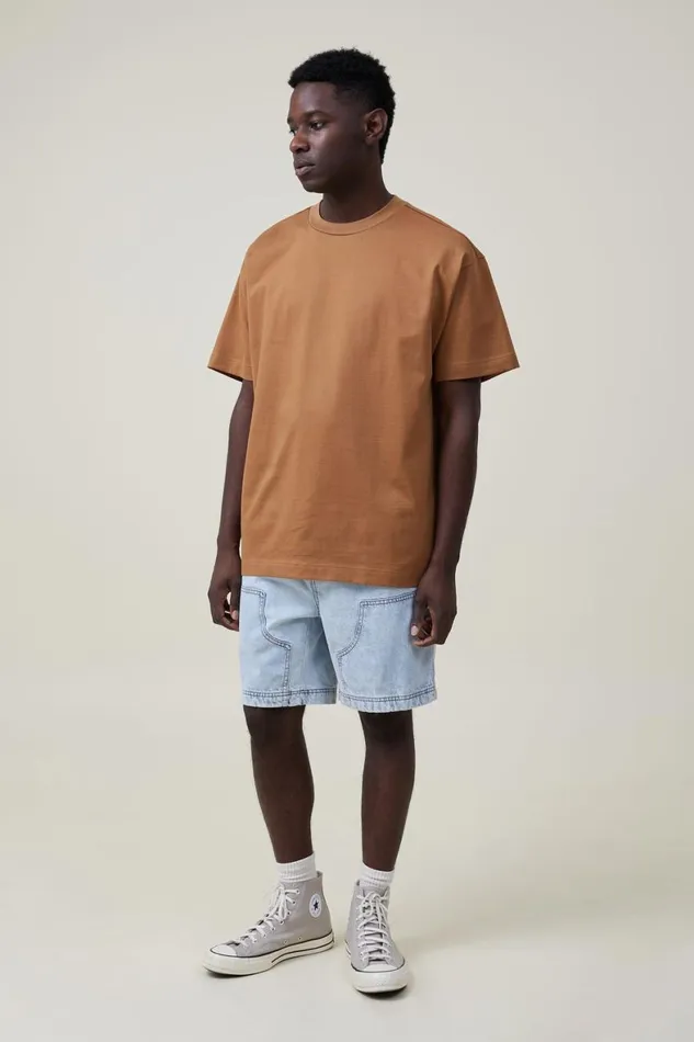 Men Tees and Tanks Cotton On Box Fit Plain TShirt Ginger