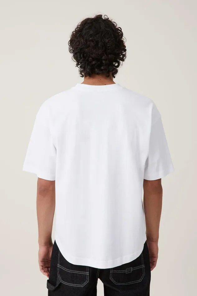 Men Tees and Tanks Cotton On Box Fit Scooped Hem TShirt White