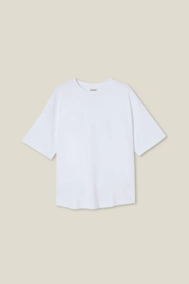 Men Tees and Tanks Cotton On Box Fit Scooped Hem TShirt White