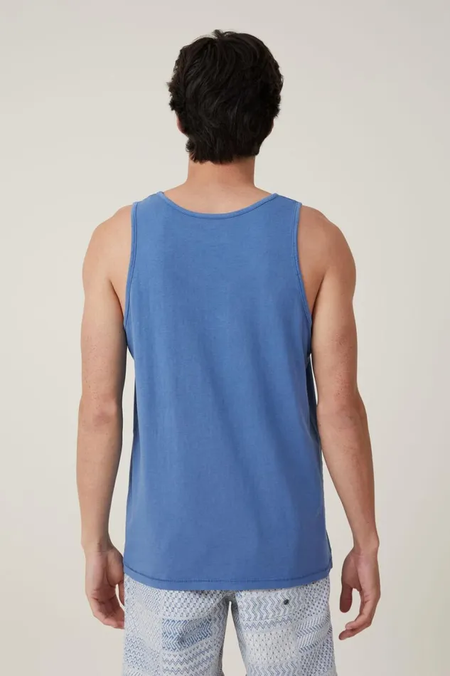 Men Tees and Tanks Cotton On Organic Tank Washed Cobalt